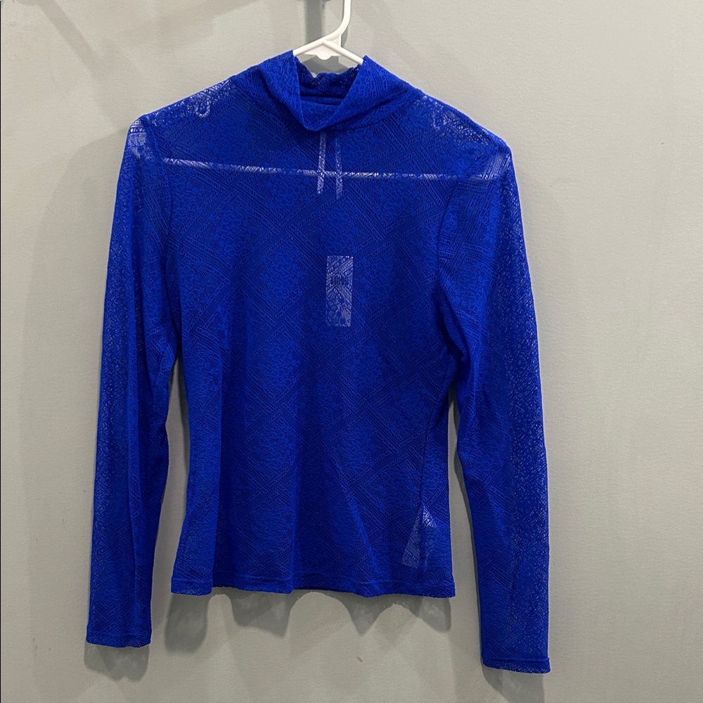 Anthropologie Blue Sheer Lace Blouse